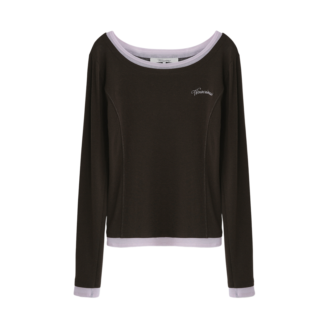 VV63TS01BR VIVACIOUS Hine Layered Wool Long Sleeve Brown