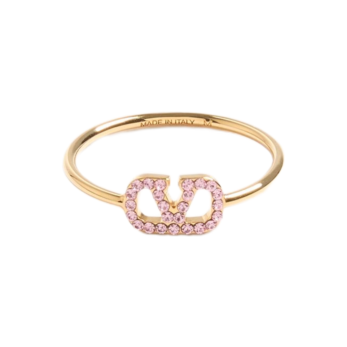J0X03YCW4NY (W) Valentino Vlogo Signature Metal Swarovski Crystal Ring Gold Pink