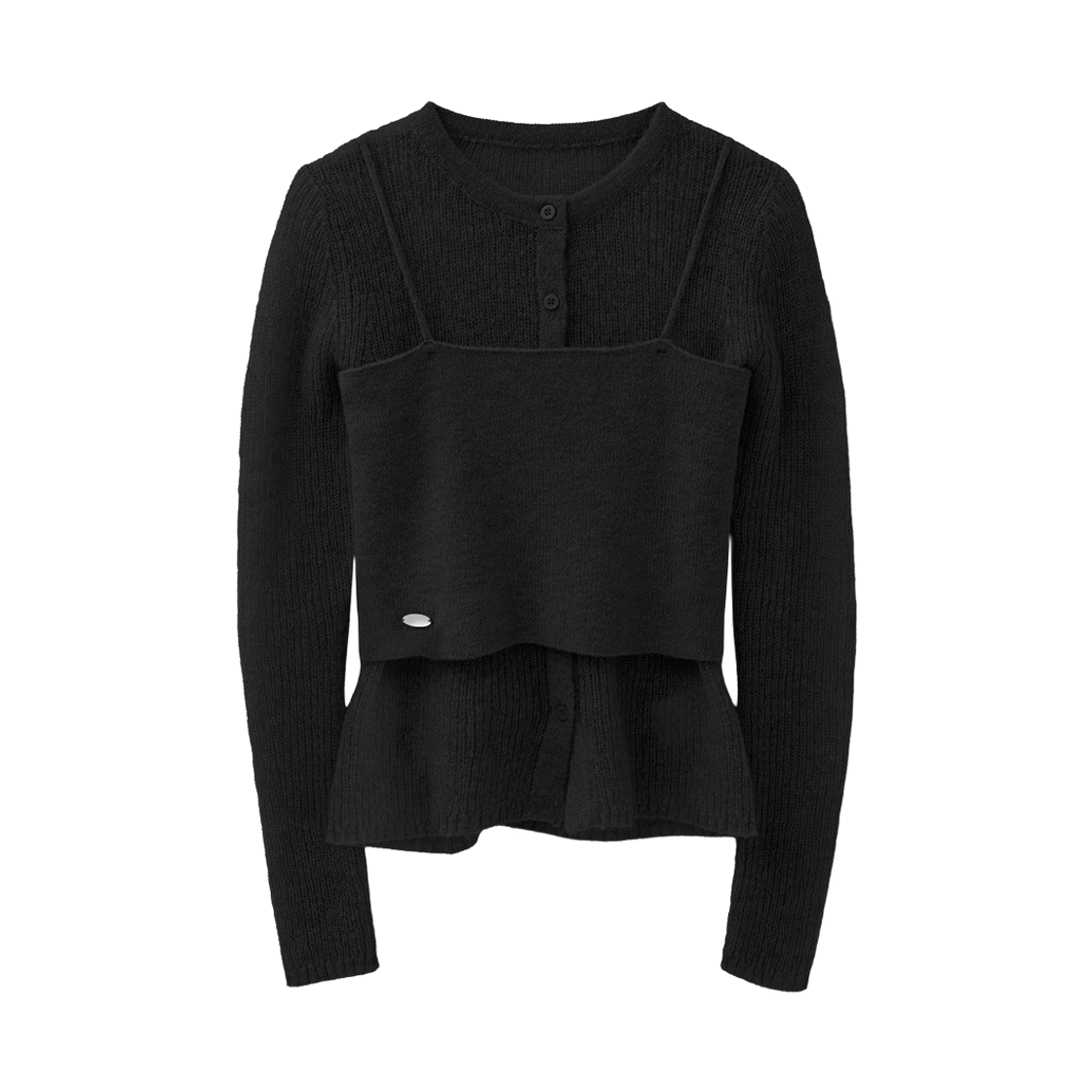 VV61SE03BK VIVACIOUS Bustier Layered Set Knit Cardigan Black