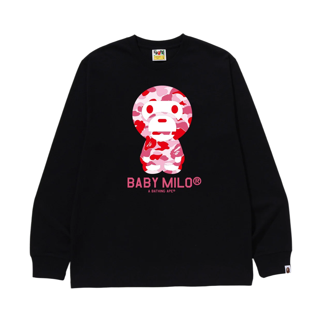 - BAPE ABC Camo Baby Milo L/S T-Shirt Black Pink
