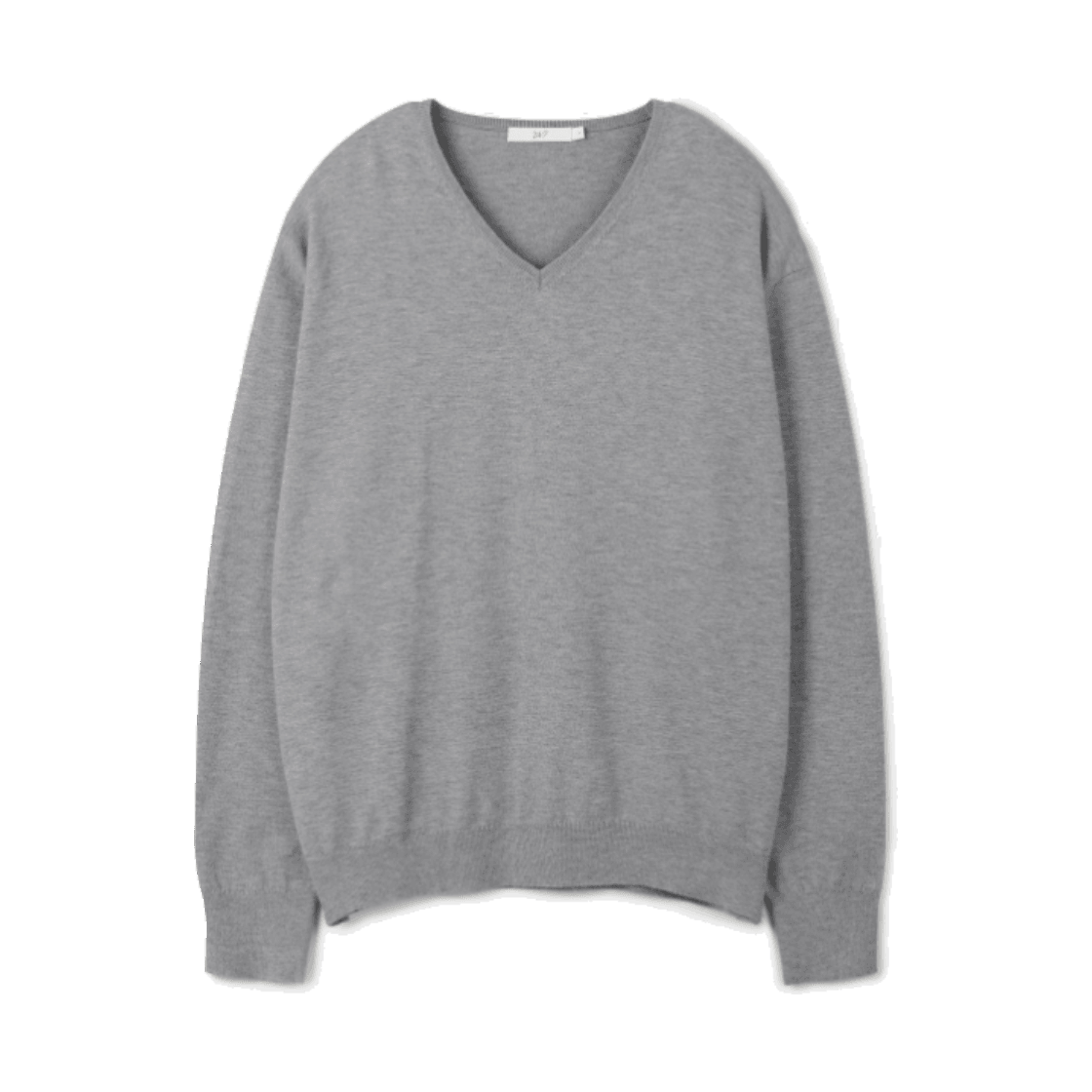 TMWAX26705GYM 24/7 series Fine Ribbed V-neck 12GG Knit Melange Gray