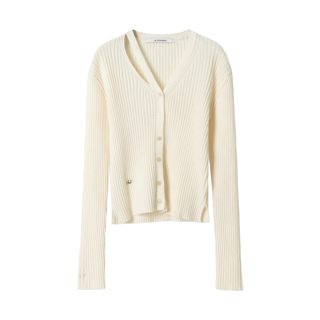 VV43CD05IV VIVACIOUS Slit Rib Cardigan Ivory