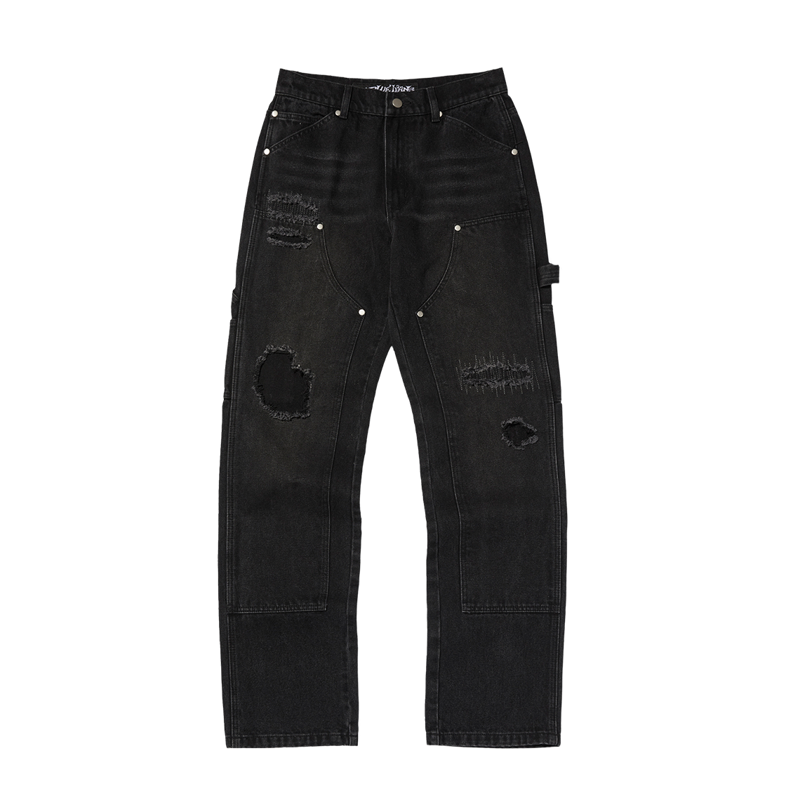 스웨이드 레귤러 더블 니 팬츠 블랙(Suade Regular Double Knee Pants Black) - 1