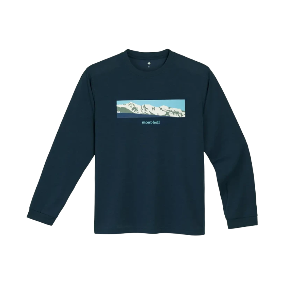 1114768 Montbell Wickron Long Sleeve White Mountain Range T-Shirt Navy