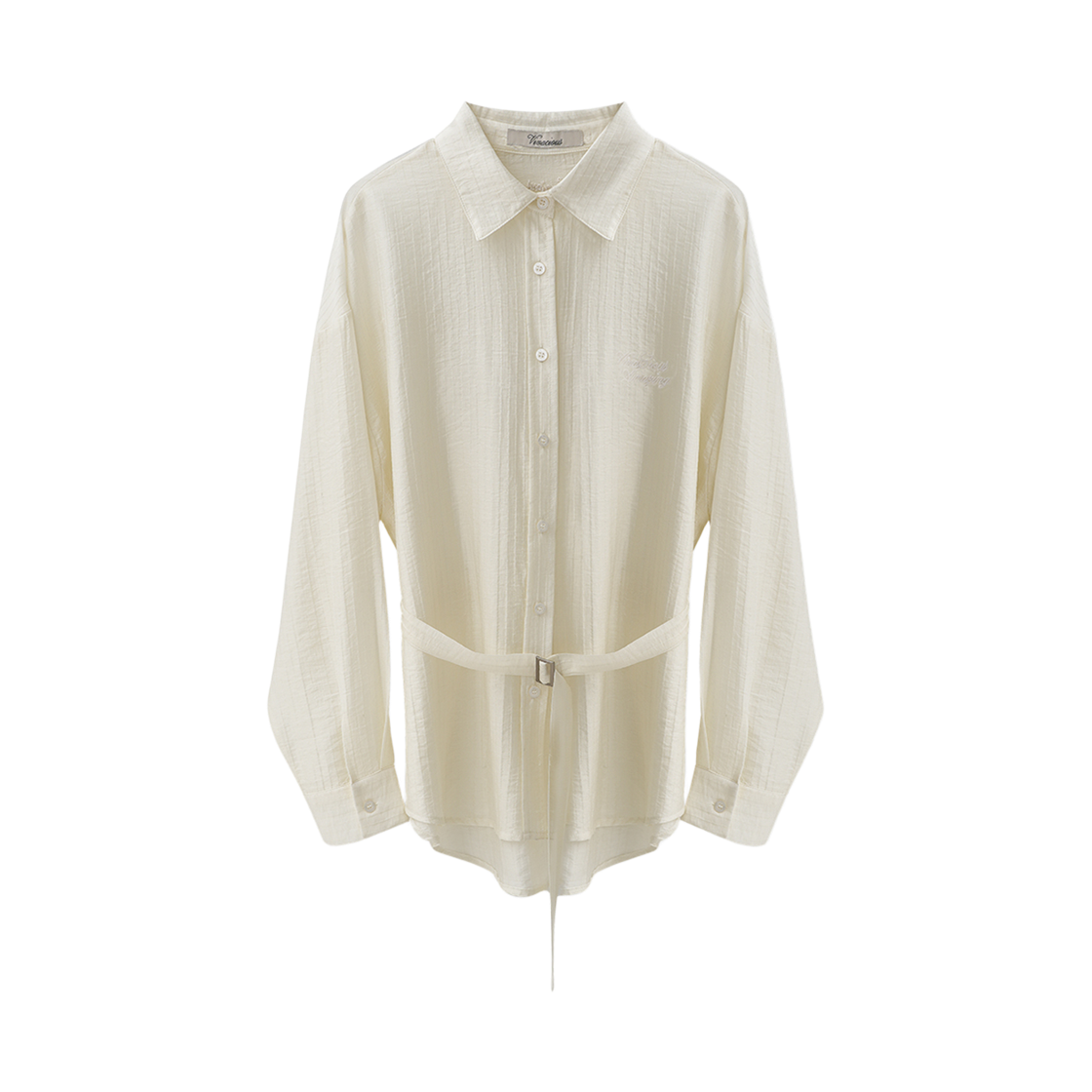 VV63SH01IV VIVACIOUS Flume Belted See-Through Shirt Ivory
