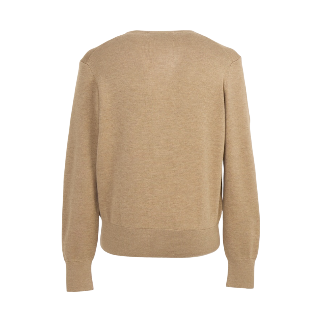 아미 스몰 하트 로고 메리노 울 니트 자수 브이넥 가디건 카멜 신 블랙(AMI de Coeur V-Neck Cardigan in Merino Wool Knit with Embroidery Camel Chine Black) - 2