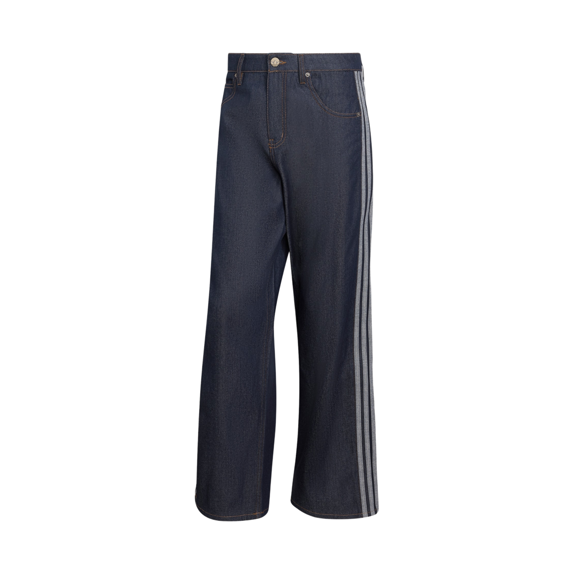 KS6924 Adidas Firebird Adicolor Denim Jeans Mid-Rise Straight Leg Indigo Denim - US Sizing