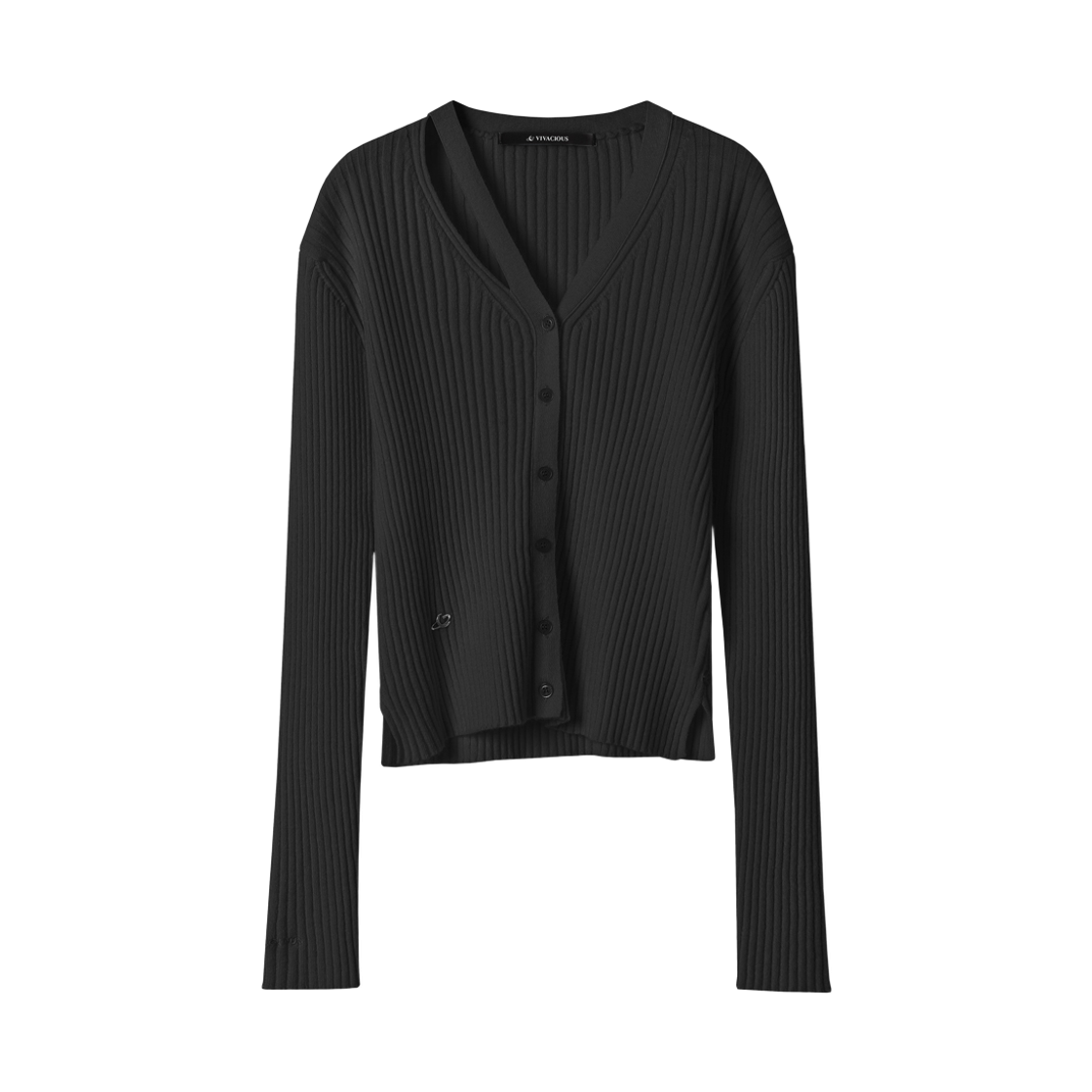 VV43CD05BK VIVACIOUS Slit Rib Cardigan Black