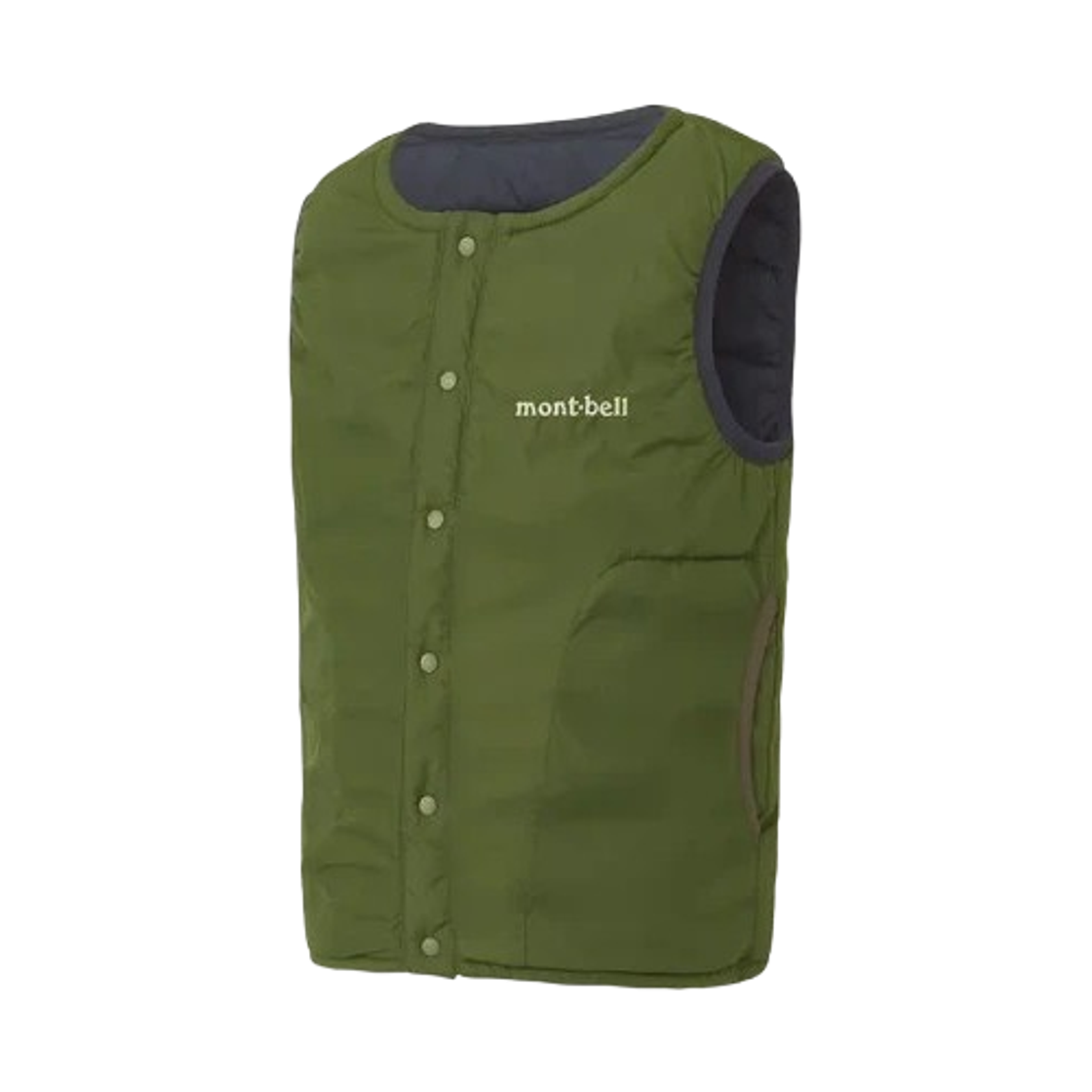 (키즈) 몽벨 써머랩 라운드 넥 베스트 네이비 카키 그린((Kids) Montbell Thermawrap Round Neck Vest Navy Khaki Green) - 2