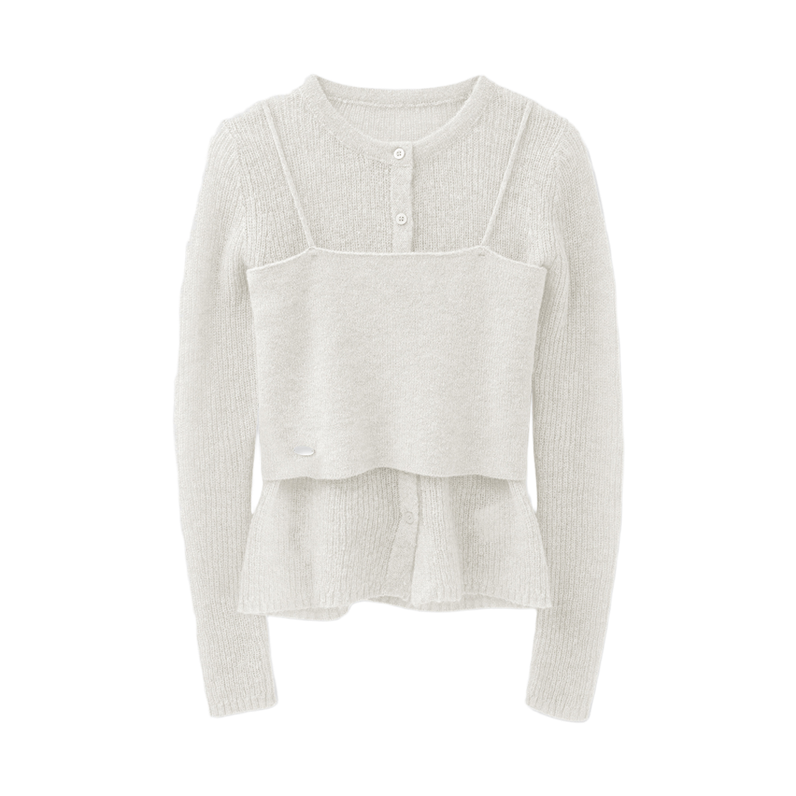 VV61SE03IV VIVACIOUS Bustier Layered Set Knit Cardigan Ivory