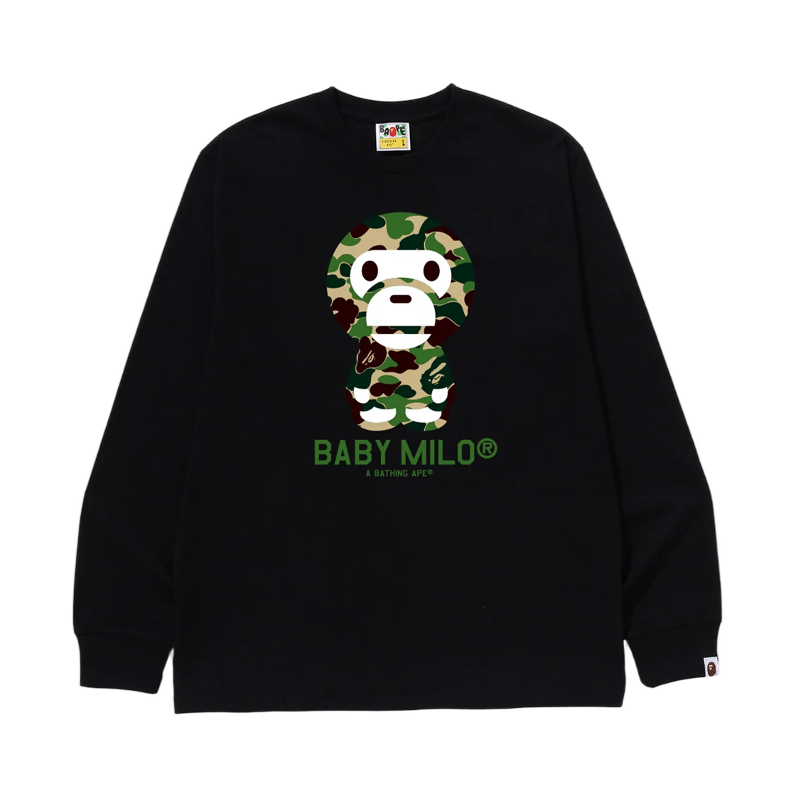 - BAPE ABC Camo Baby Milo L/S T-Shirt Black Green
