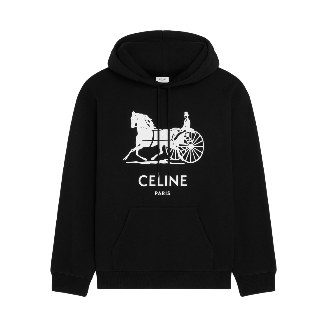 RY0U1510Z-38AW Celine Cotton Fleece Hoodie Black White