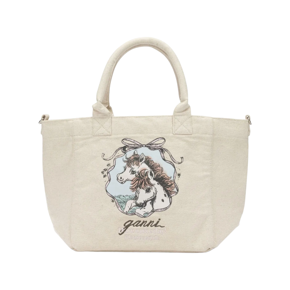 C2080028-135 Ganni Easy Pony Medium Tote Bag Egret