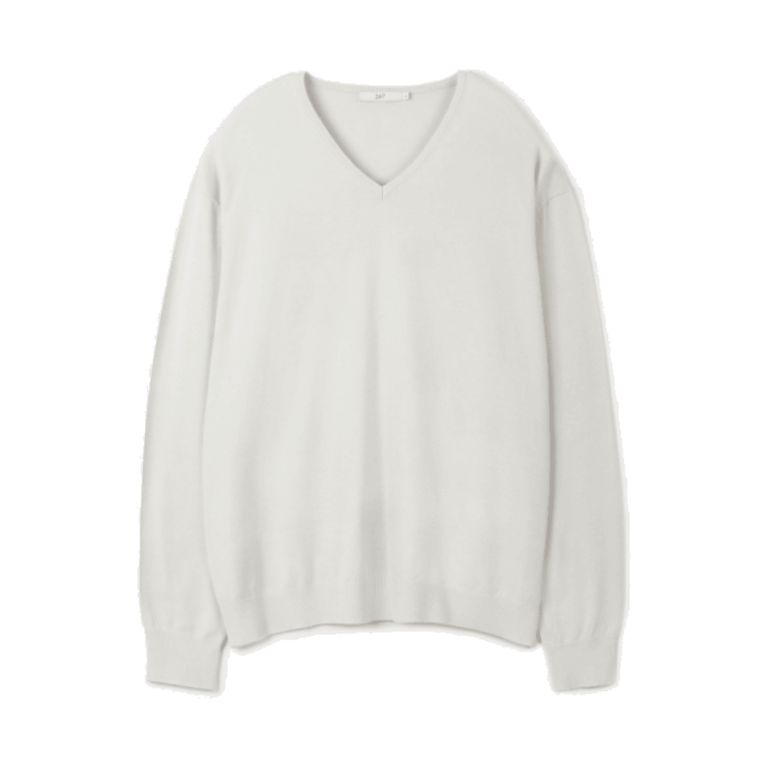 24/7 시리즈 파인 리브드 브이넥 12GG 니트 아이보리(24/7 series Fine Ribbed V-neck 12GG Knit Ivory)