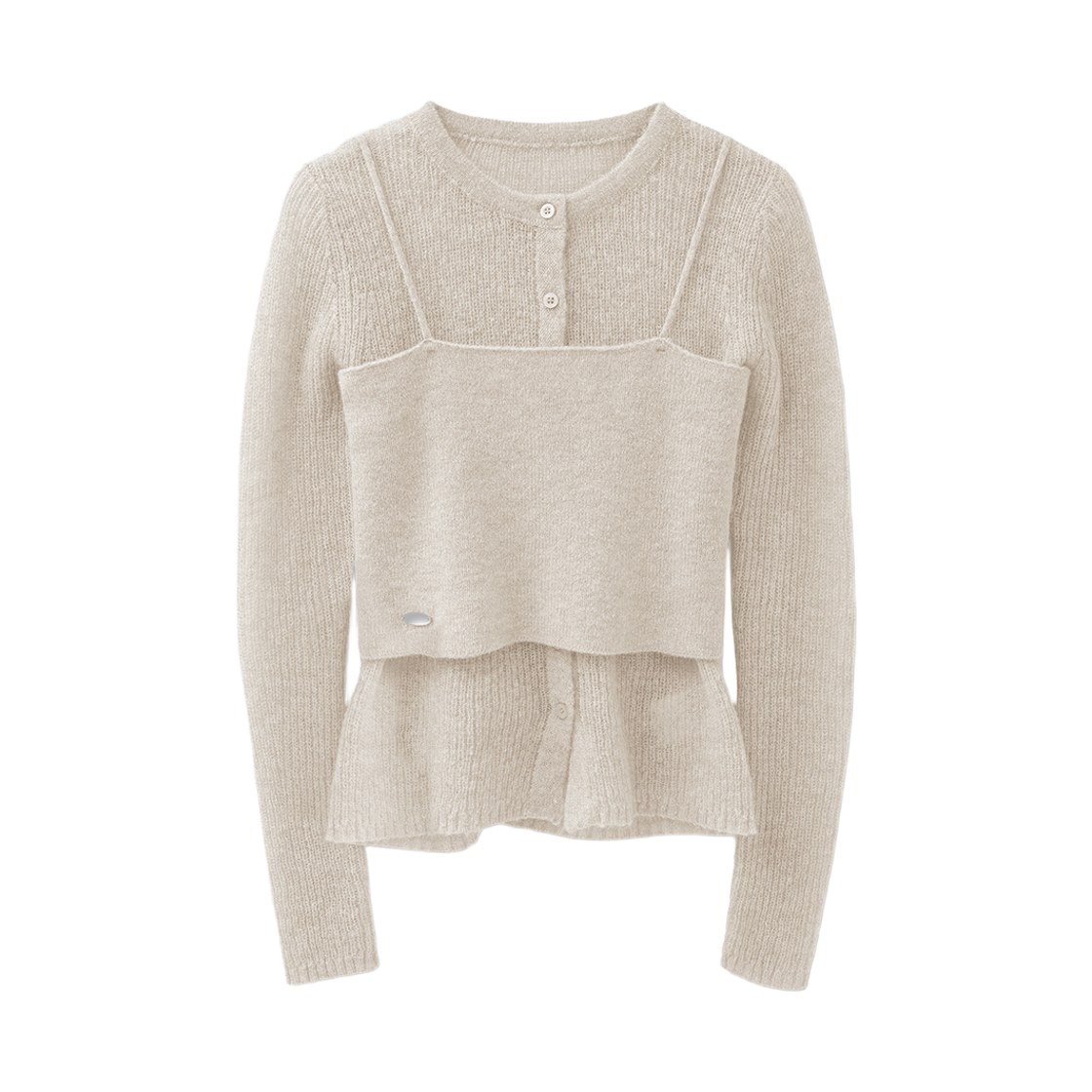 VV61SE03BE VIVACIOUS Bustier Layered Set Knit Cardigan Beige