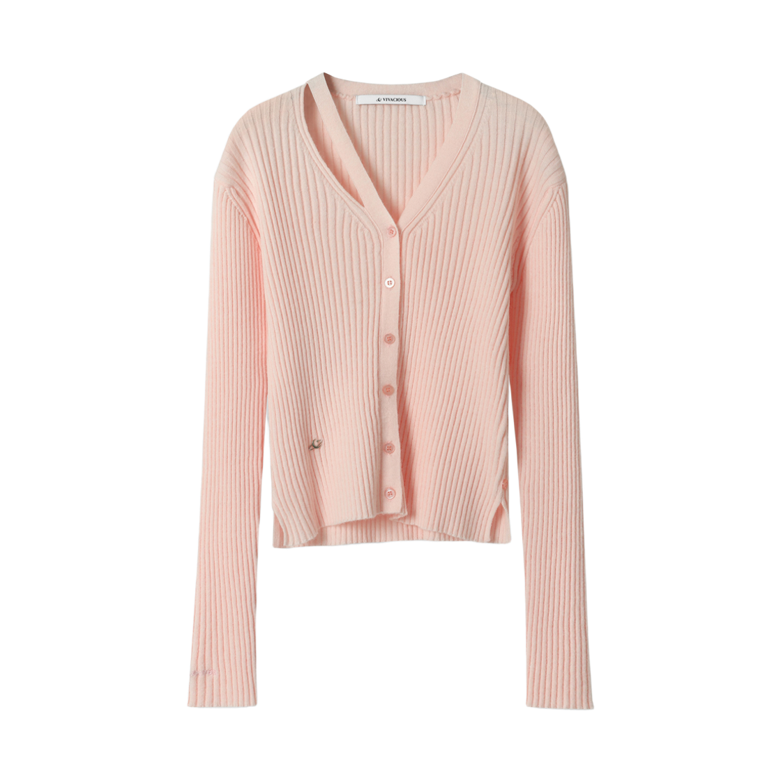 VV43CD05PK VIVACIOUS Slit Rib Cardigan Pink