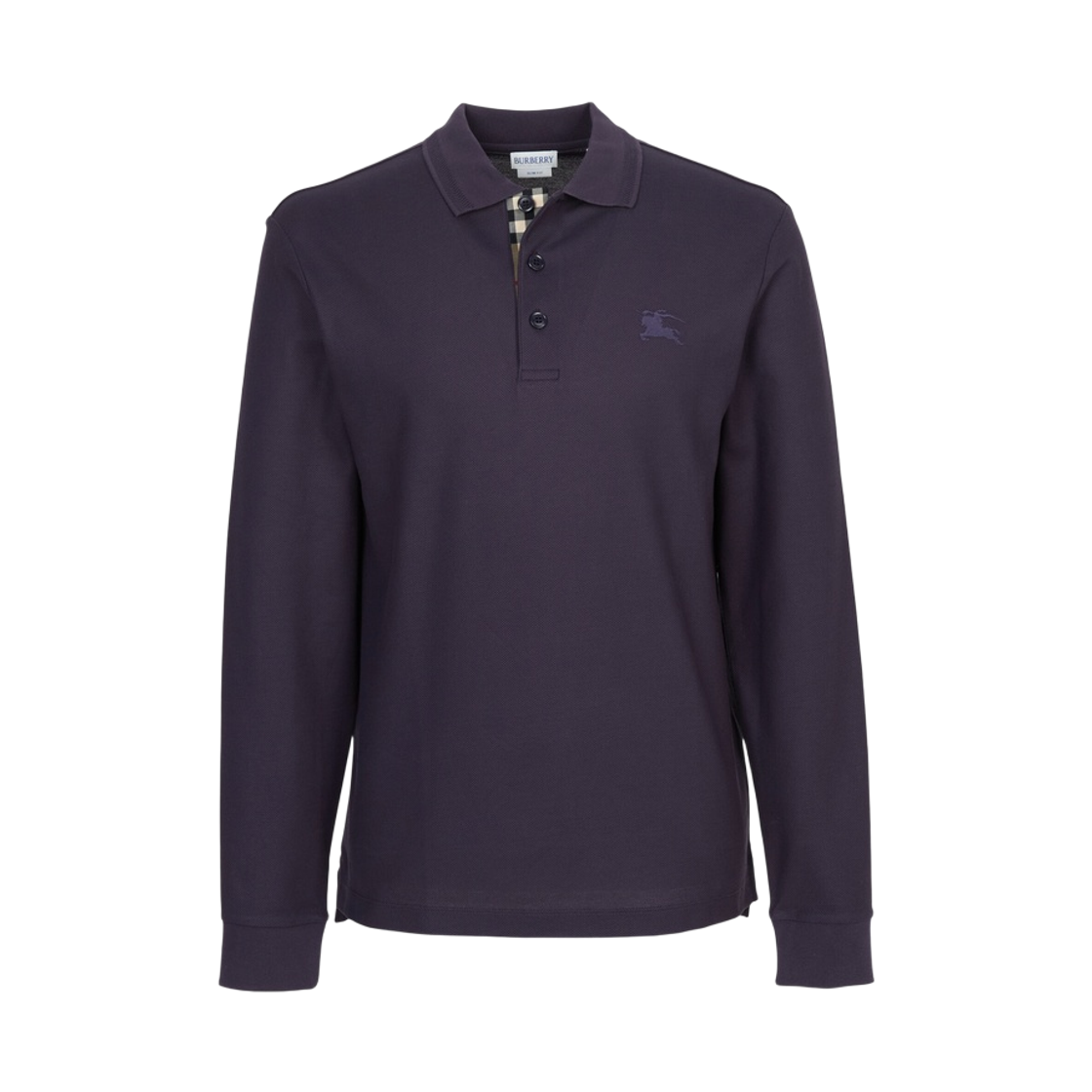 8132431 Burberry Long Sleeve Cotton Polo Shirt Purple