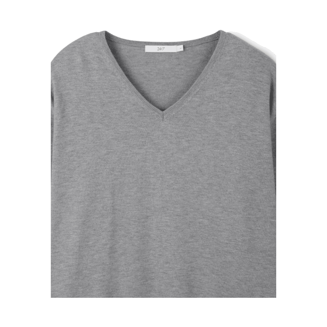 24/7 시리즈 파인 리브드 브이넥 12GG 니트 멜란지 그레이(24/7 series Fine Ribbed V-neck 12GG Knit Melange Gray) - 3