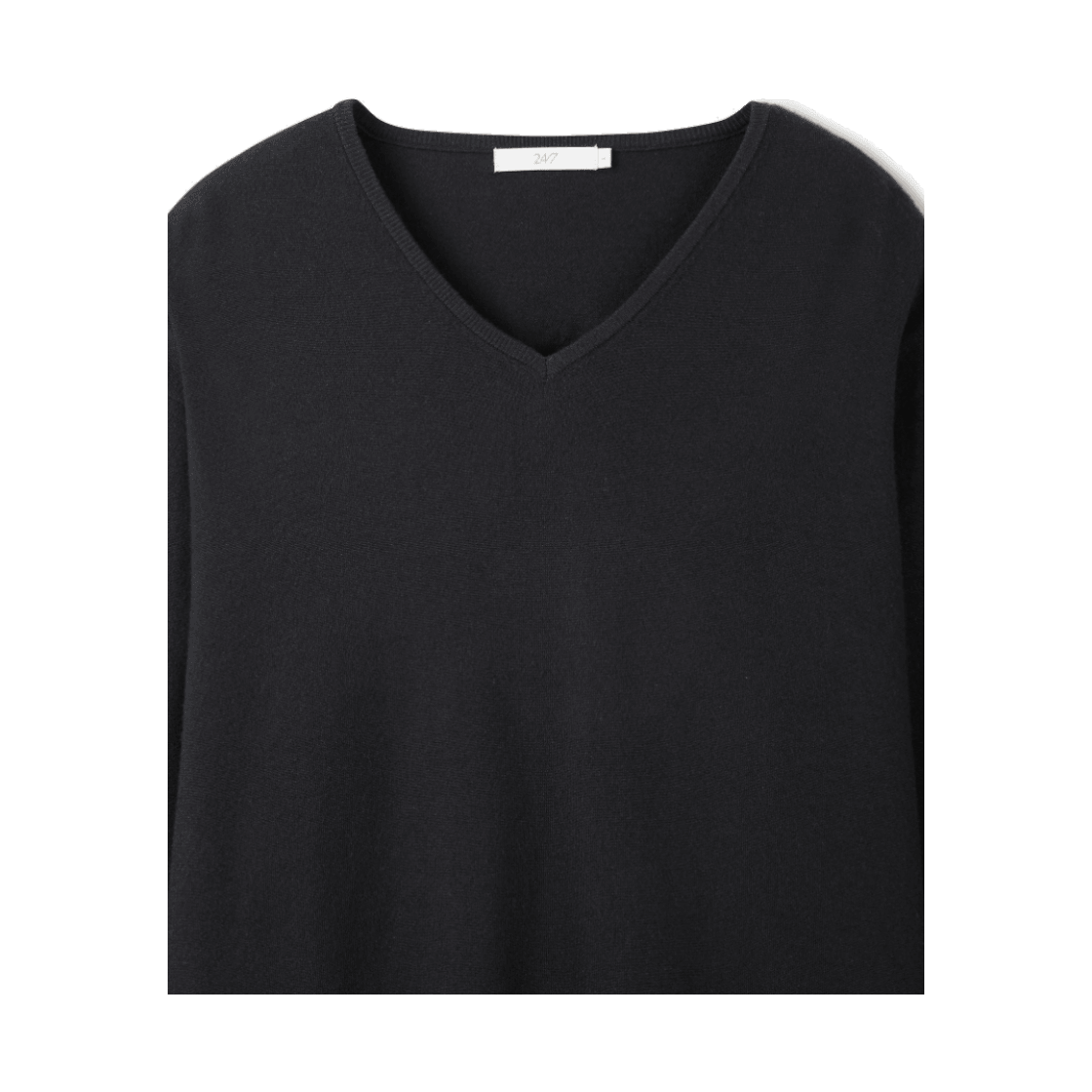 24/7 시리즈 파인 리브드 브이넥 12GG 니트 블랙(24/7 series Fine Ribbed V-neck 12GG Knit Black) - 3