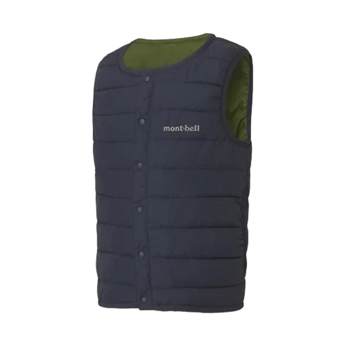 1101636 (Kids) Montbell Thermawrap Round Neck Vest Navy Khaki Green