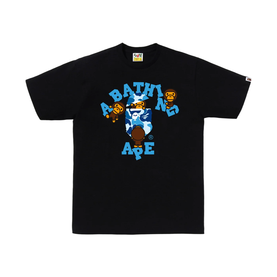 - BAPE ABC Camo College Milo T-Shirt Black Blue