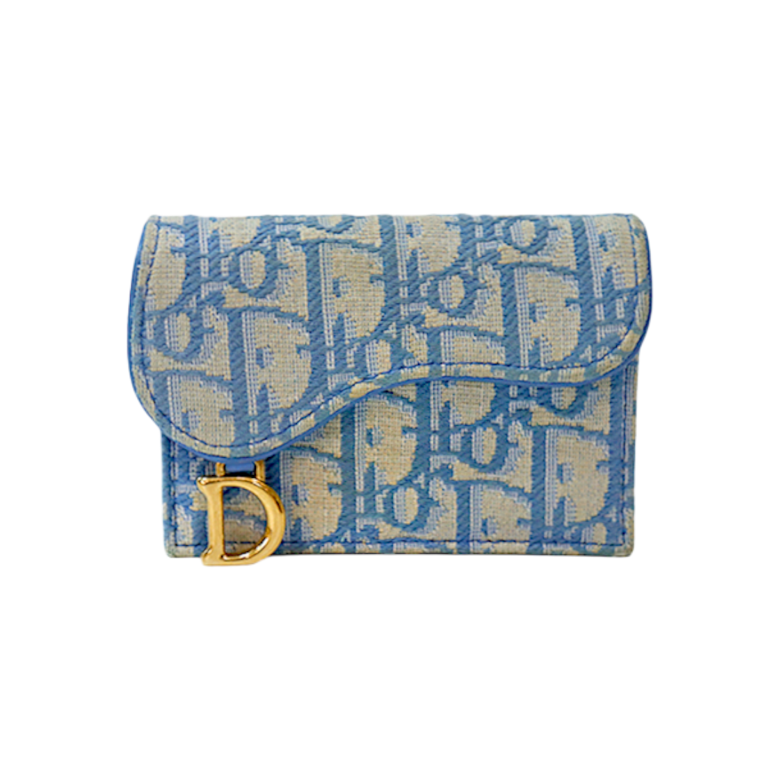 ITIVDQDFI4FV Dior Blue Oblique Saddle Card Wallet