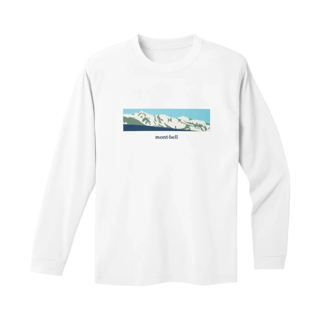 1114768 Montbell Wickron Long Sleeve White Mountain Range T-Shirt White