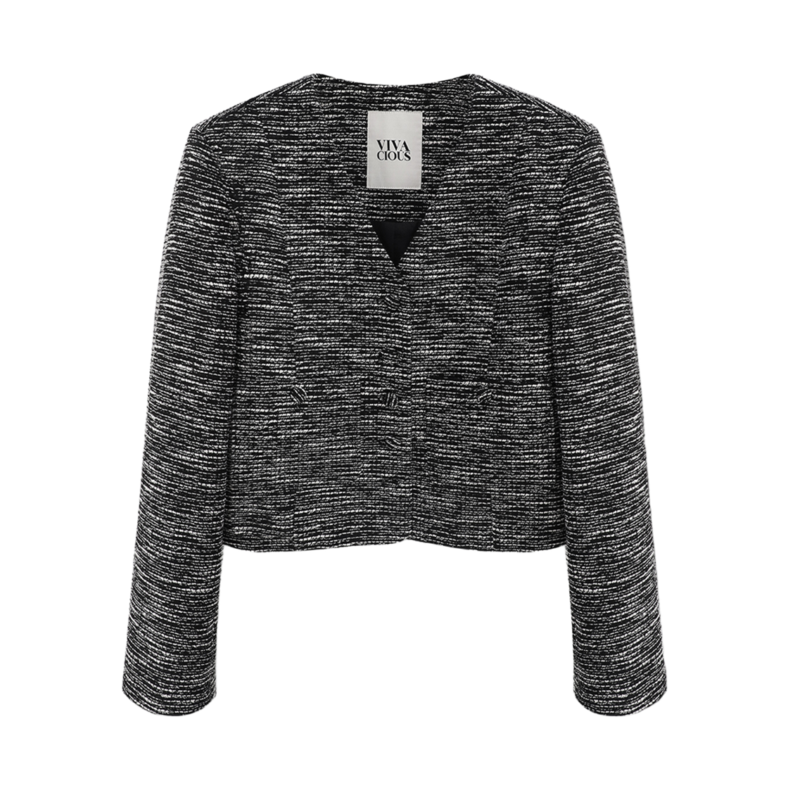VV61JK01BK VIVACIOUS Soie Crop Tweed Jacket Black