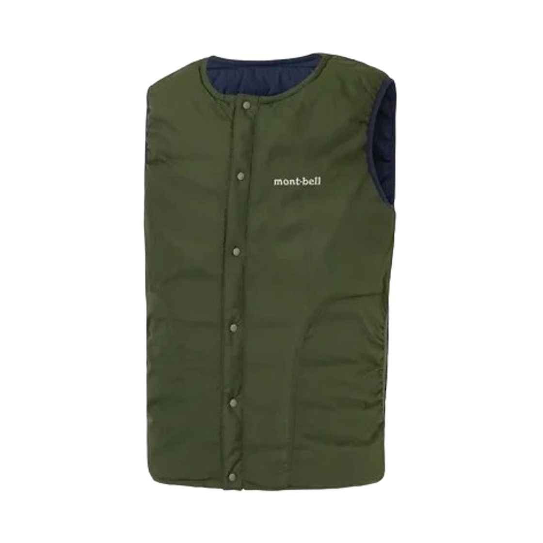 (키즈) 몽벨 써머랩 라운드 넥 베스트 네이비 카키 그린((Kids) Montbell Thermawrap Round Neck Vest Navy Khaki Green) - 2
