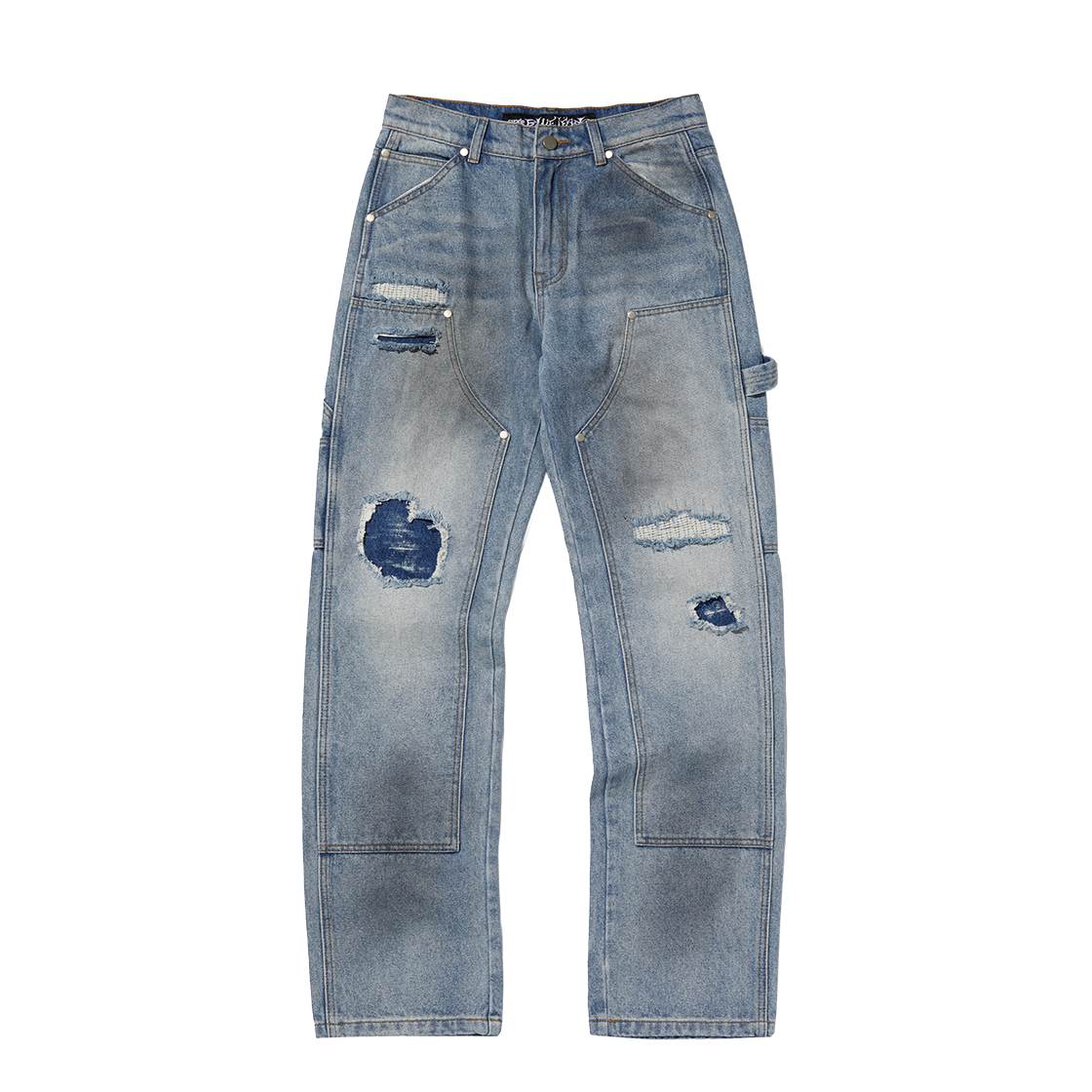 스웨이드 레귤러 더블 니 팬츠 블루(Suade Regular Double Knee Pants Blue)