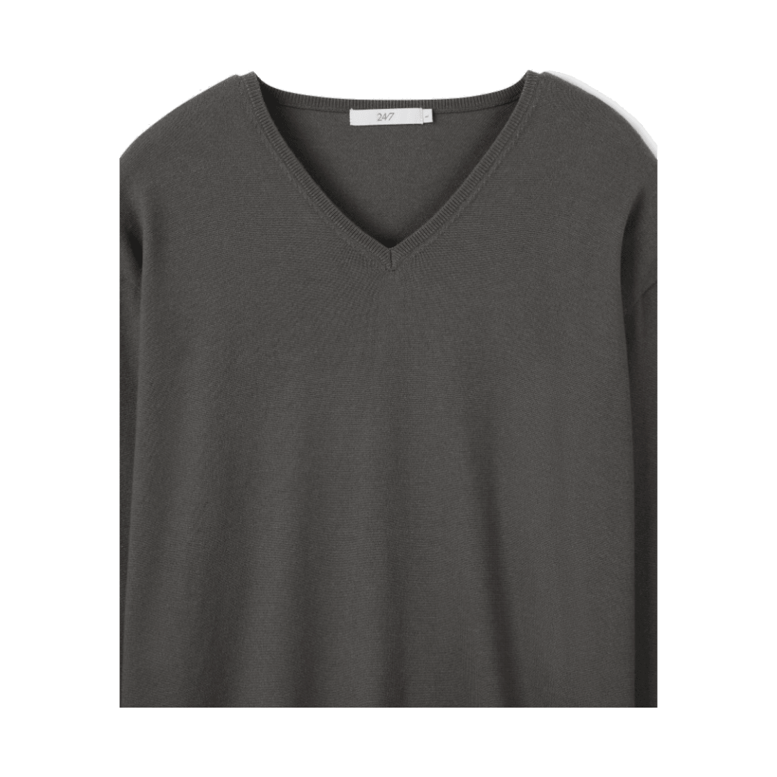 24/7 시리즈 파인 리브드 브이넥 12GG 니트 카키(24/7 series Fine Ribbed V-neck 12GG Knit Khaki) - 3