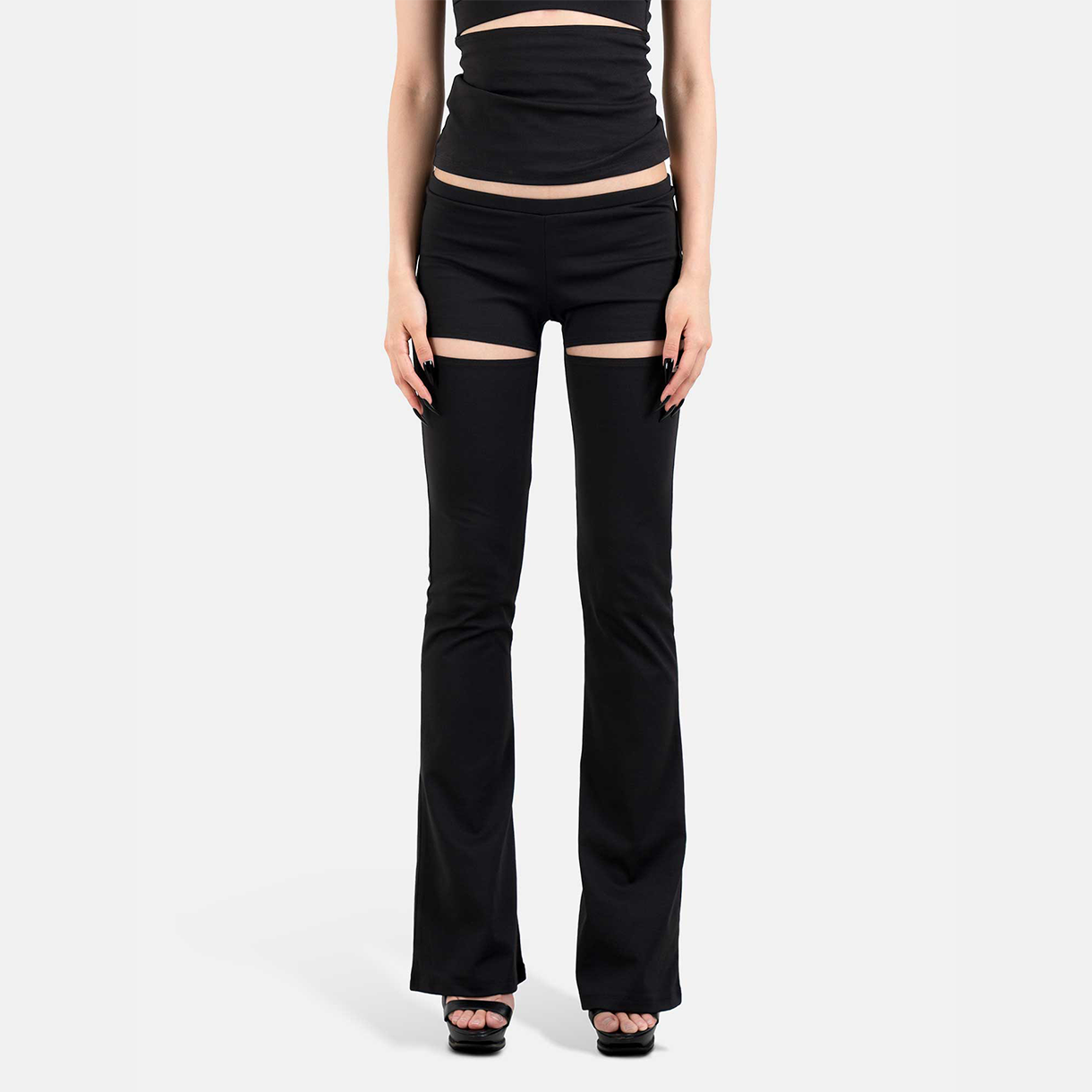 트루엘 앞트임 부츠컷 바지 블랙(Trooel Front Slit Flared Pants Black) - 2