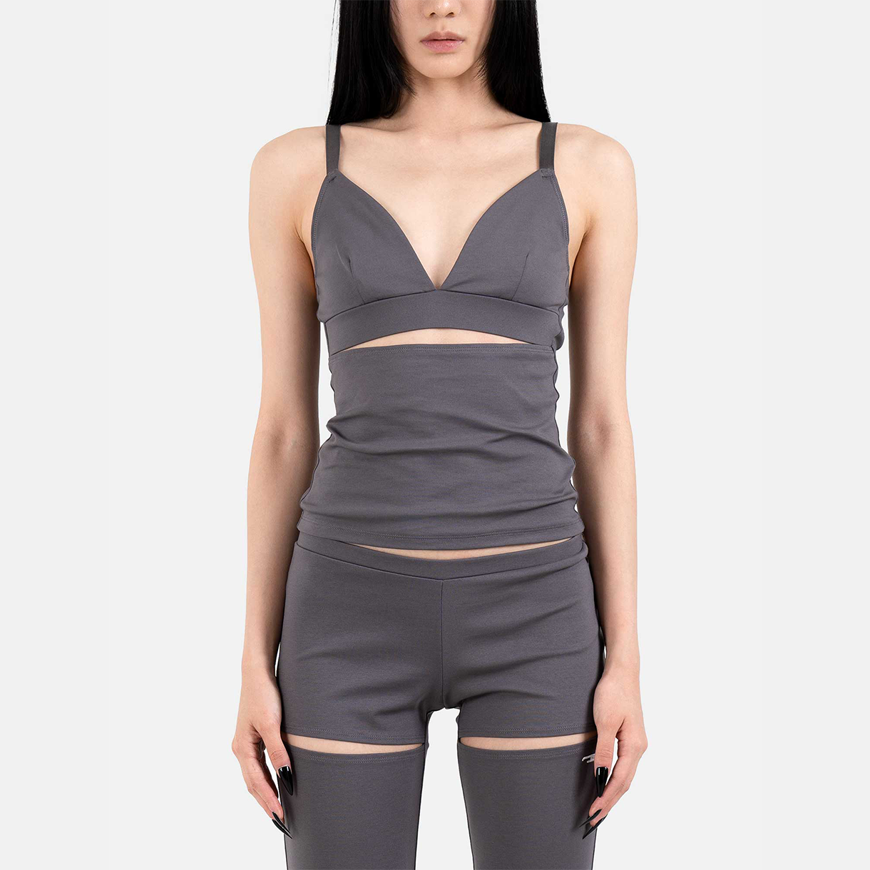 트루엘 앞트임 부츠컷 바지 그레이(Trooel Front Slit Flared Pants Gray) - 3
