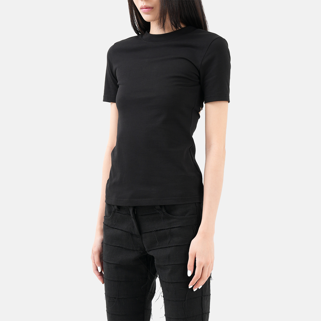 트루엘 컷아웃 인시젼 티셔츠 블랙(Trooel Incision Tee Black) - 4