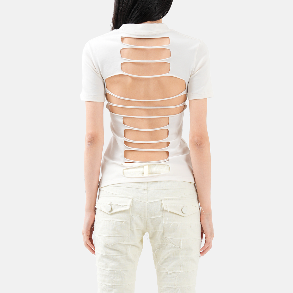 트루엘 컷아웃 인시젼 티셔츠 화이트(Trooel Incision Tee White) - 3