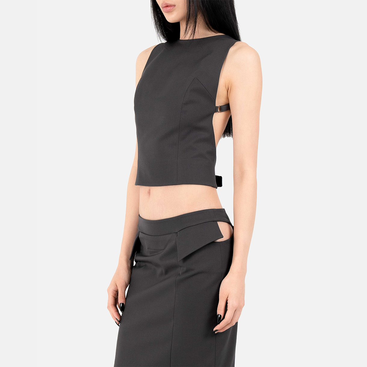 트루엘 오픈 백 탑 다크 그레이(Trooel Open Back Top Dark Gray) - 4
