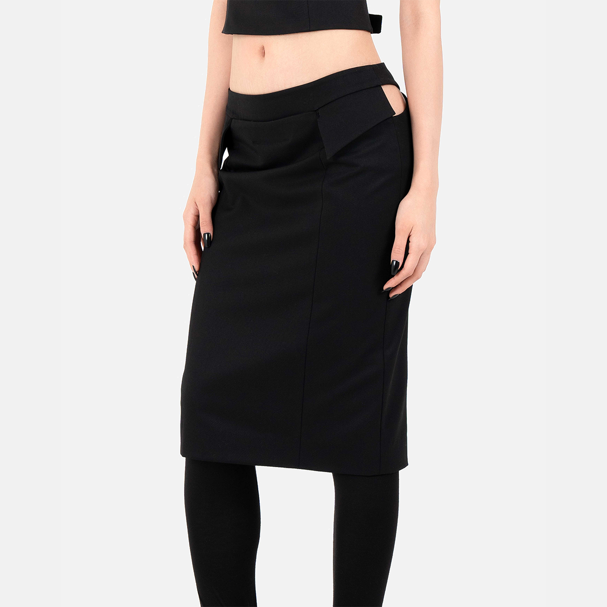 트루엘 팬티 미디 스커트 블랙(Trooel Panty Midi Skirt Black) - 4