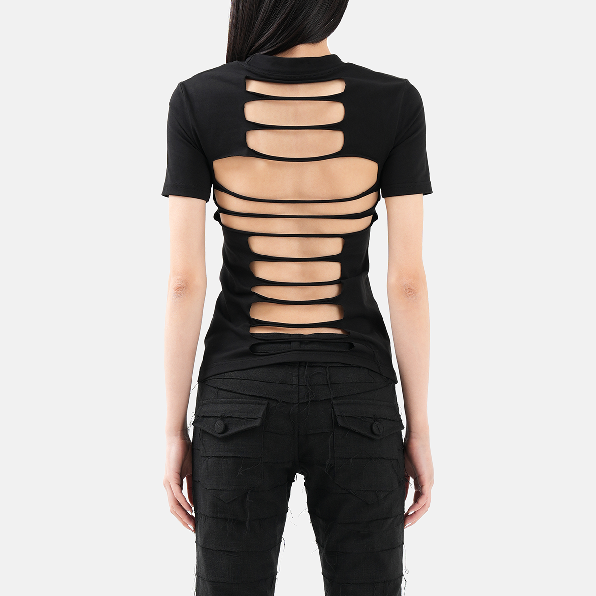 트루엘 컷아웃 인시젼 티셔츠 블랙(Trooel Incision Tee Black) - 3