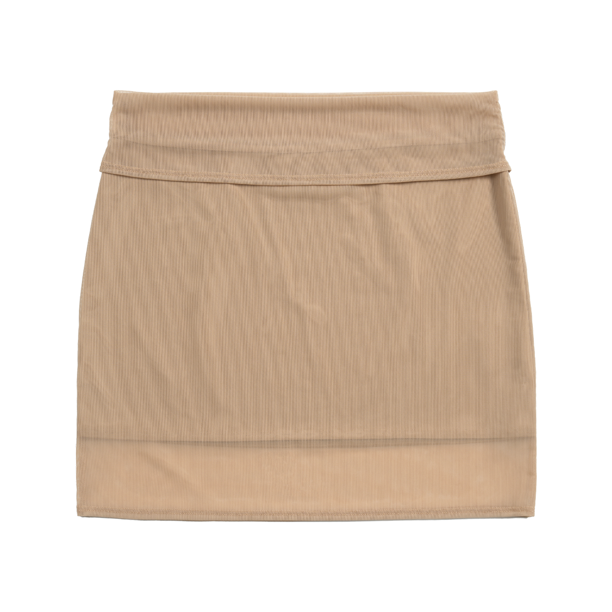 23DCSK3006N-NU Trooel Mesh Fold Over Mini Skirt Nude