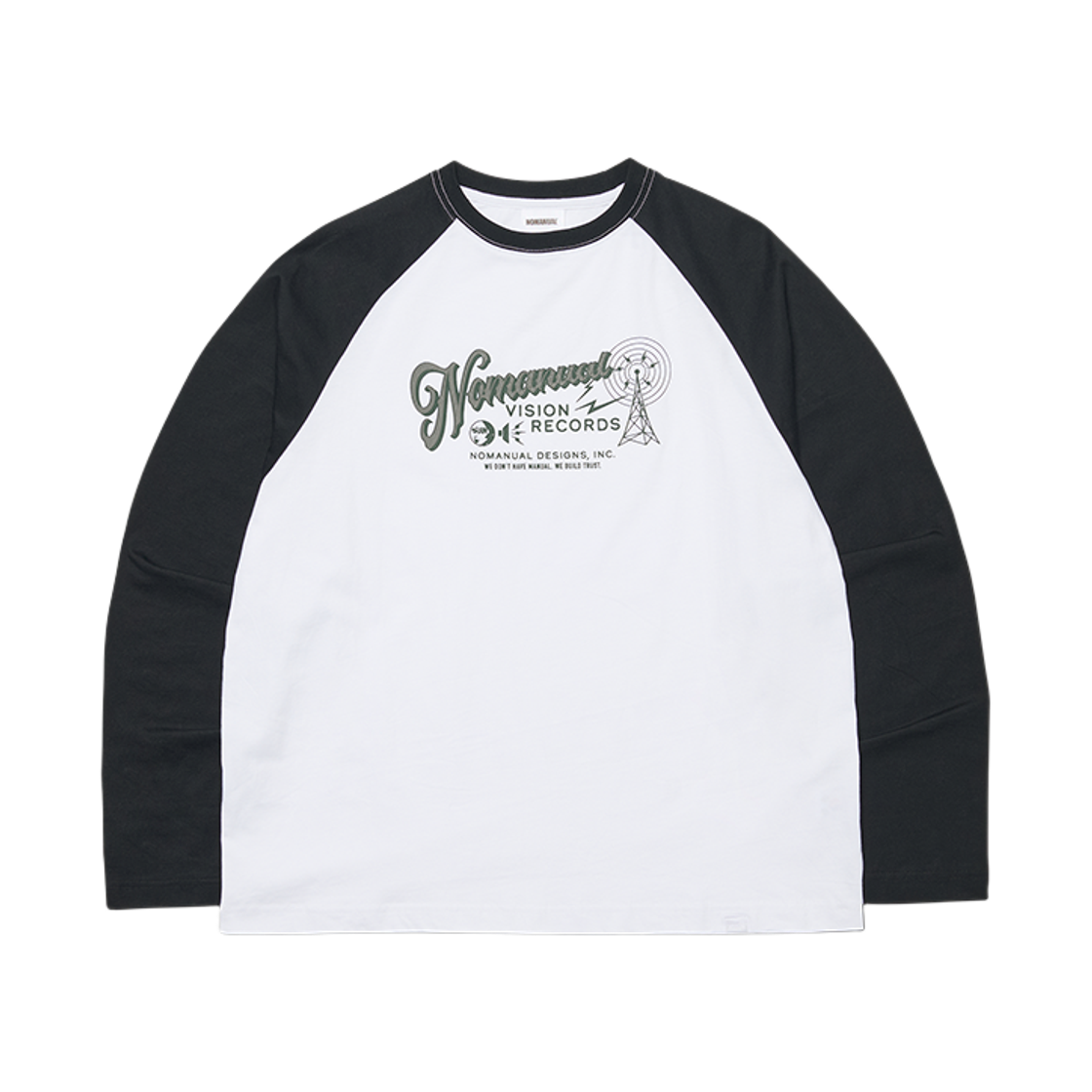 NMWF62LS09BLK NOMANUAL Vision Records Raglan Long Sleeve Tee Black