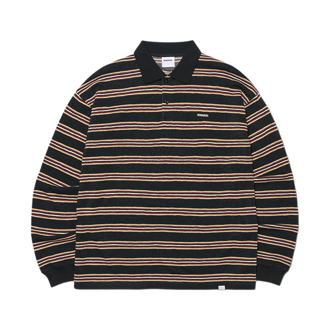 NMWF62LS04BLK NOMANUAL Stripe Polo Long Sleeve Tee Black