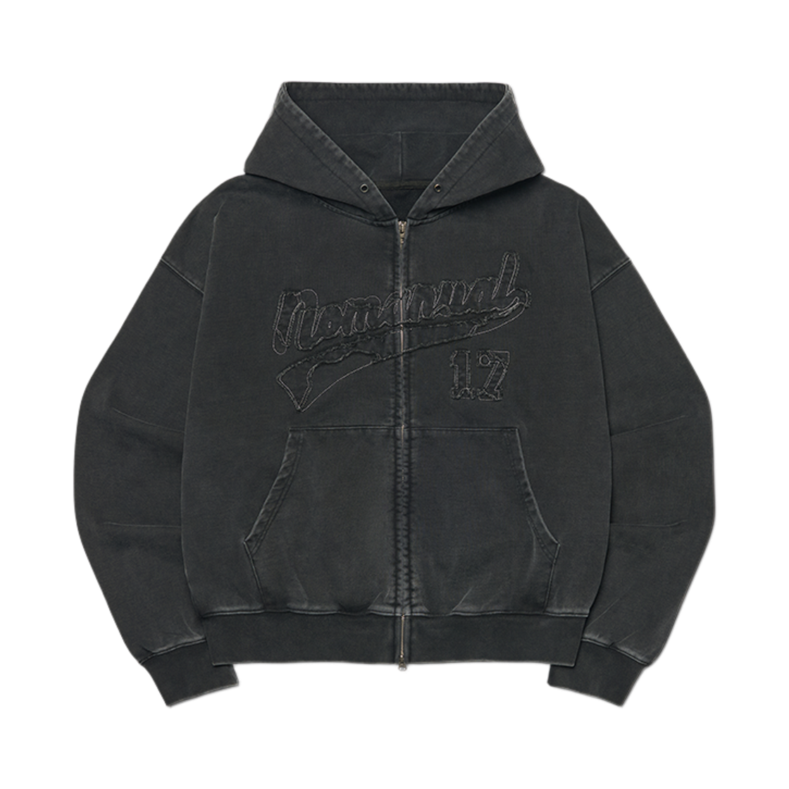 NMWF62HD08WBK NOMANUAL Applique Hooded Zip-Up Washed Black