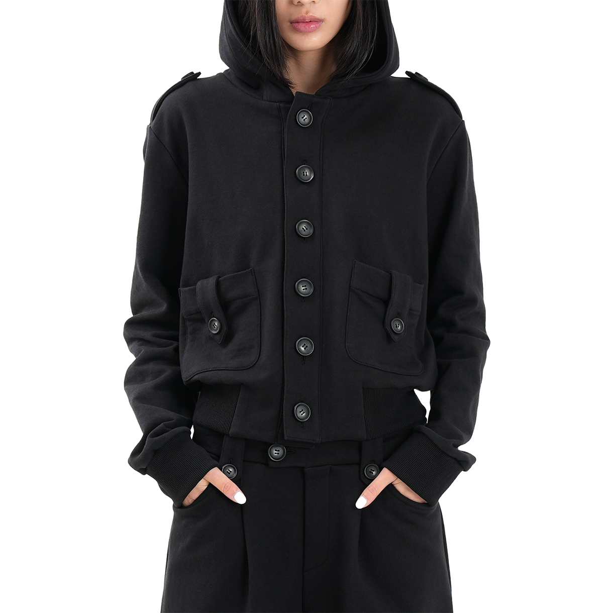 더이너스 버튼업 집업 후드 자켓 블랙(The Innrs The Detailed Button-Up Hoodie Jacket Black) - 3