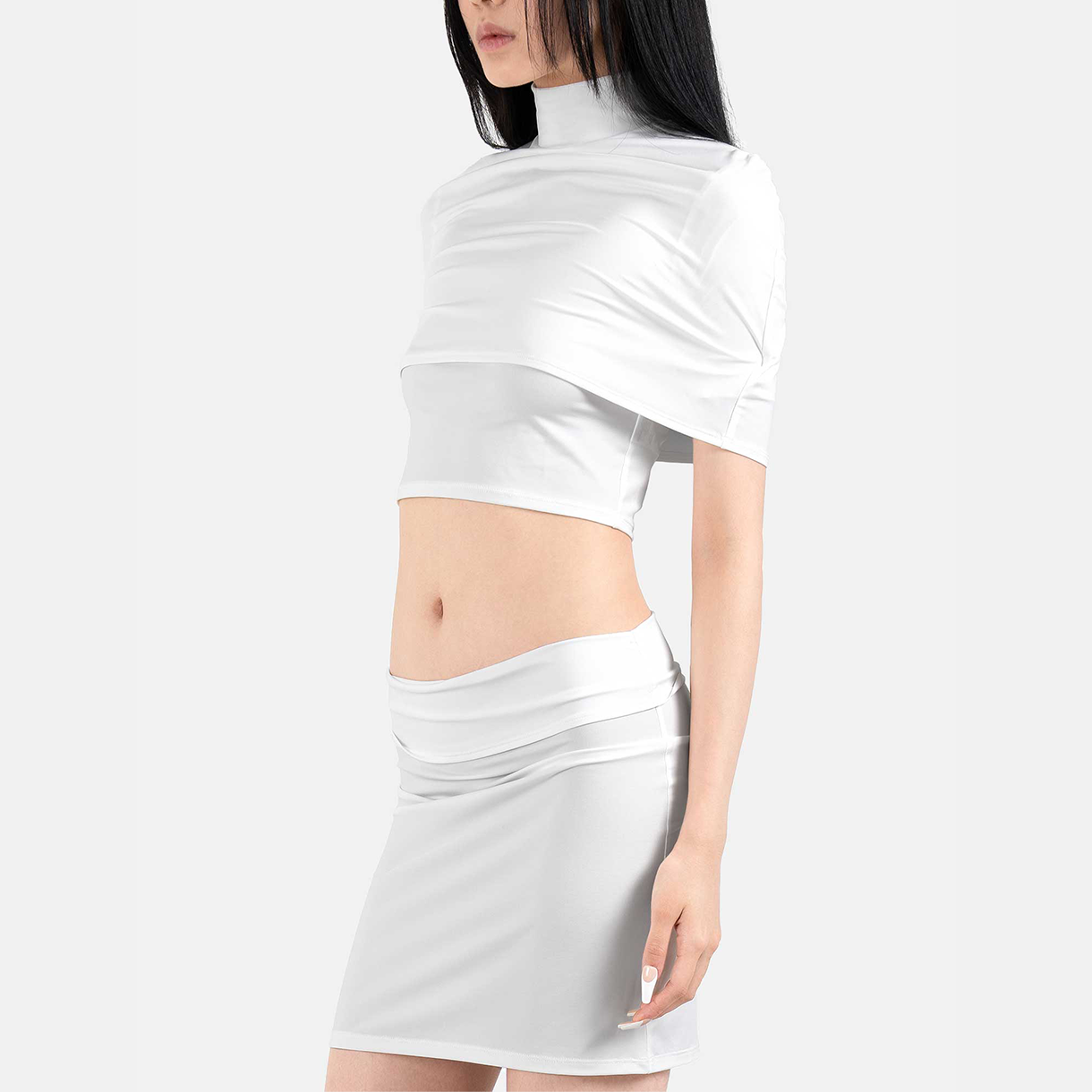 트루엘 오페이크 하이넥 케이프 탑 화이트(Trooel Opaque High Neck Cape Top White) - 3