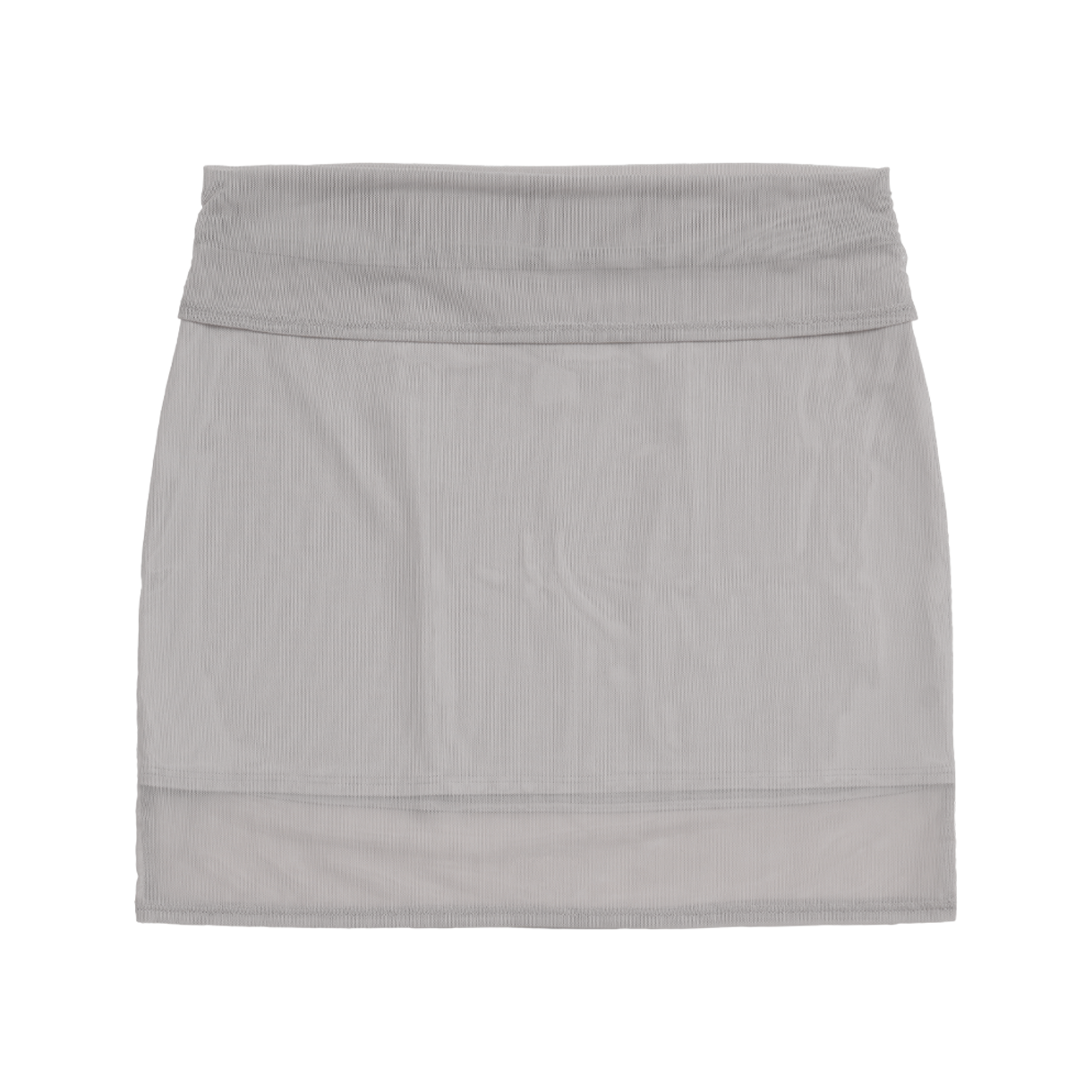 트루엘 메쉬 폴드오버 미니 스커트 라이트 그레이(Trooel Mesh Fold Over Mini Skirt Light Gray)