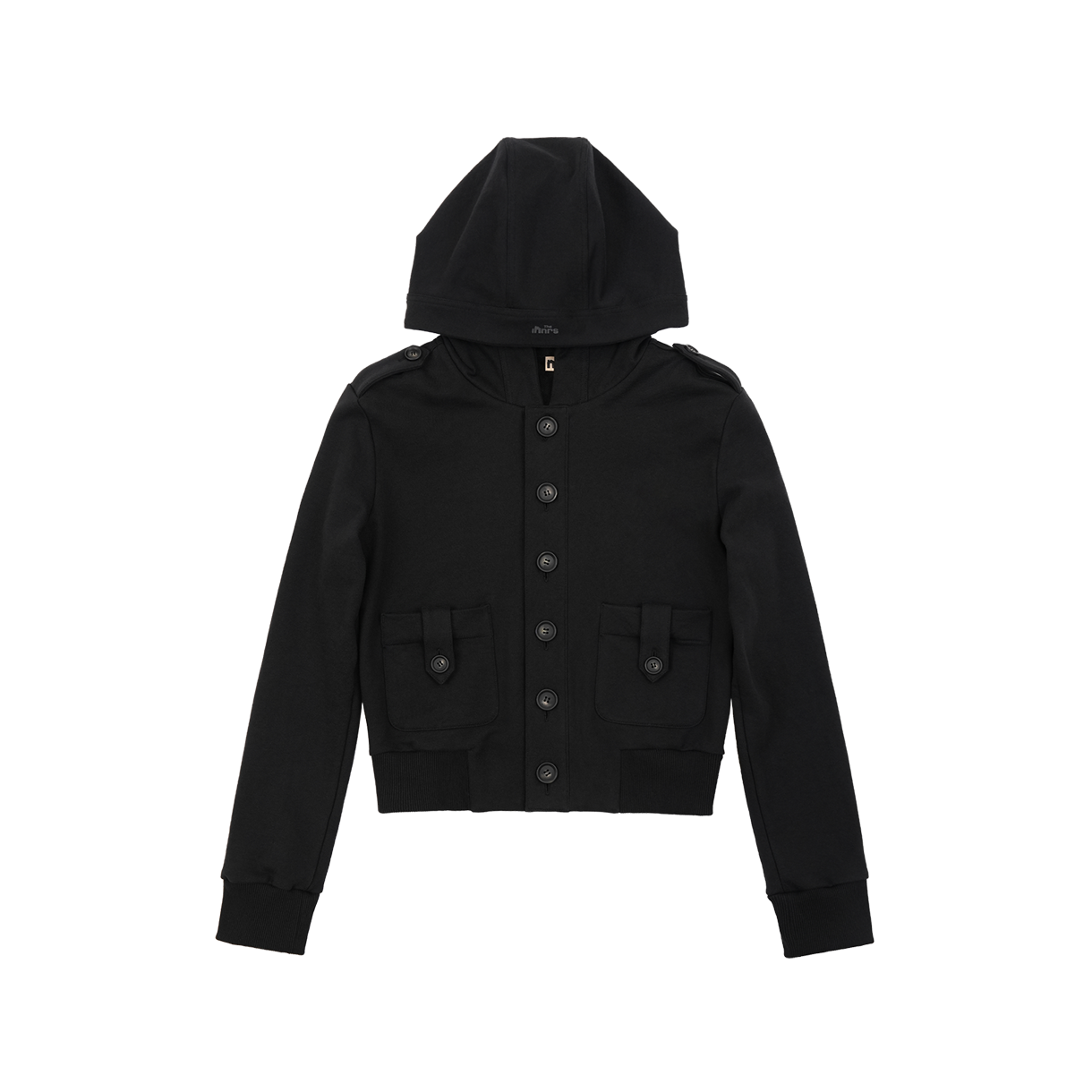 A2BE2N011025-BK The Innrs The Detailed Button-Up Hoodie Jacket Black