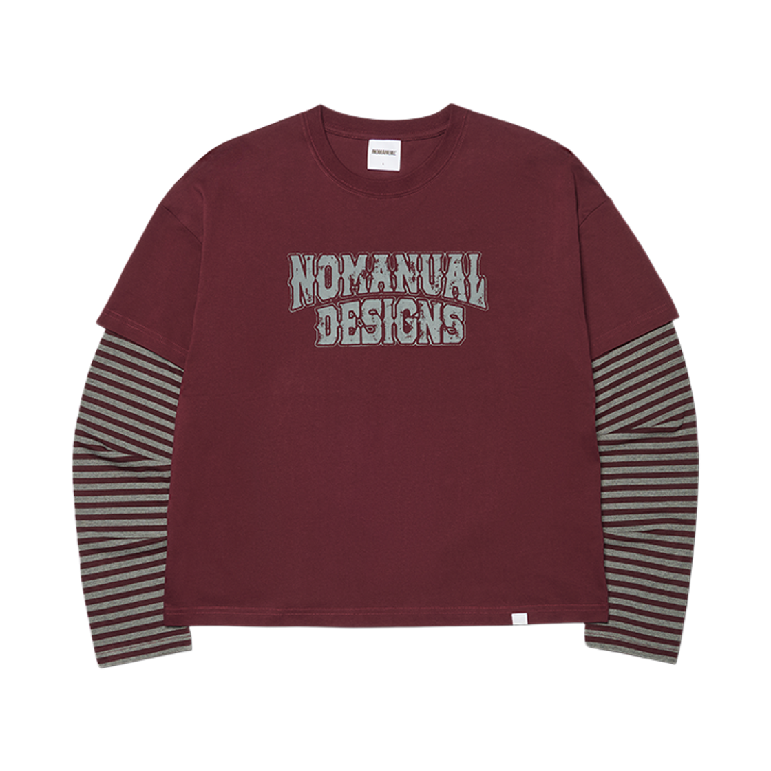 NMWF62LS03WIN NOMANUAL Stripe Layered Long Sleeve Tee Wine