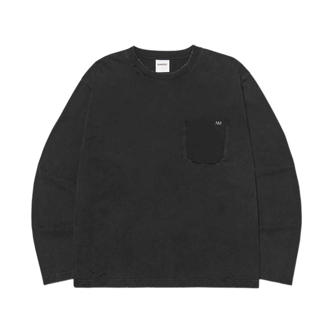 NMWF62LS08WBK NOMANUAL Detached Pocket Long Sleeve Tee Washed Black