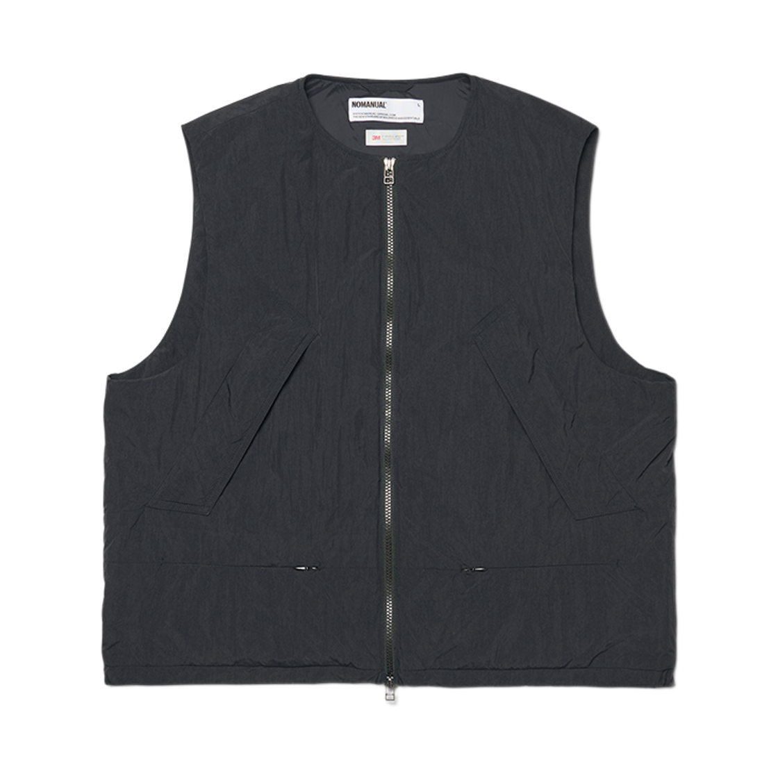 노매뉴얼 칼라리스 패디드 베스트 블랙(NOMANUAL Collarless Padded Vest Black)