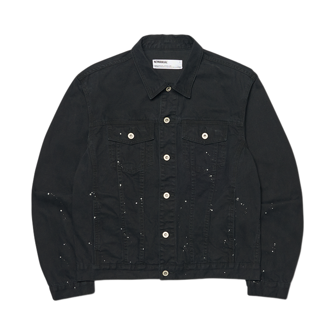 노매뉴얼 페인티드 트러커 자켓 워시드 블랙(NOMANUAL Painted Trucker Jacket Washed Black)